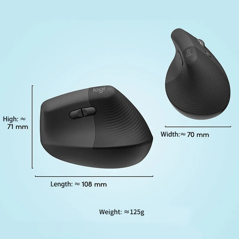 Logitech Lift Vertical Ergonomic Mouse — Silent, Wireless, Bluetooth & USB