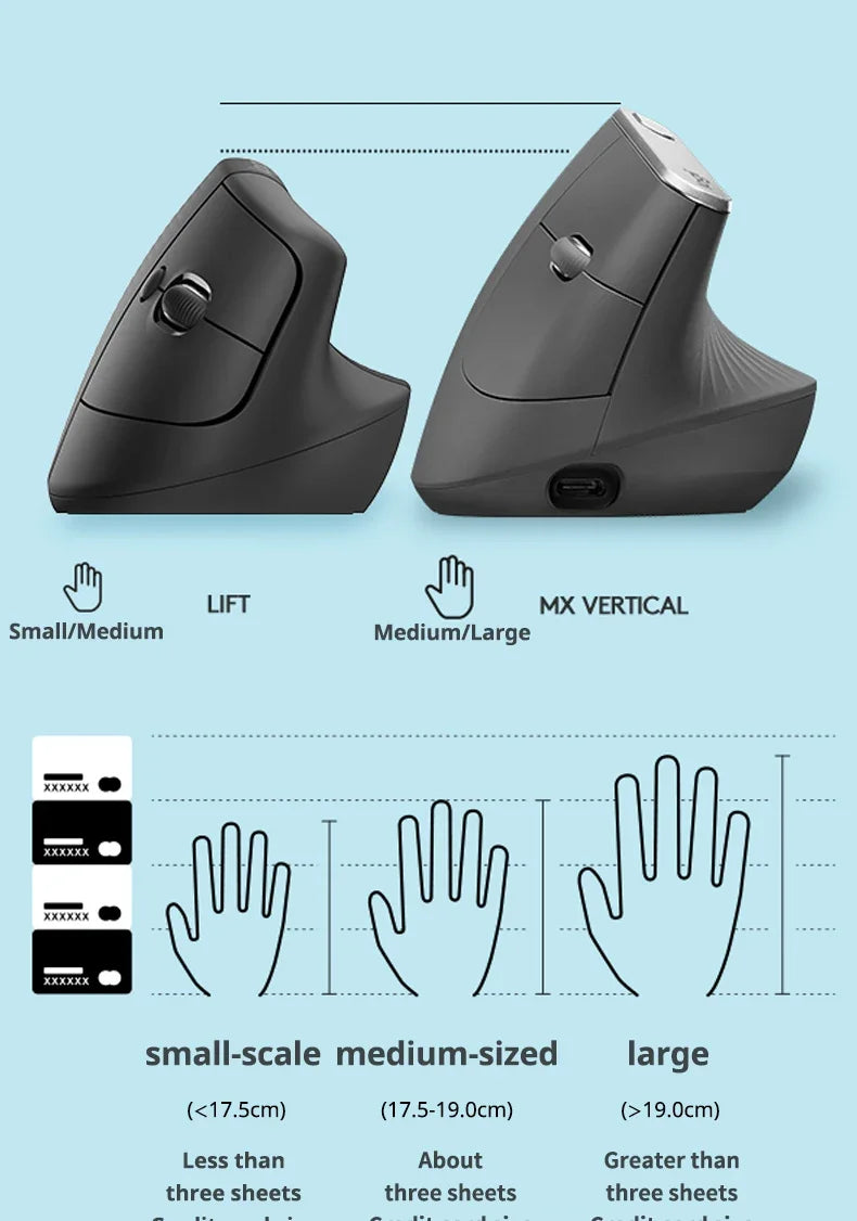 Logitech Lift Vertical Ergonomic Mouse — Silent, Wireless, Bluetooth & USB