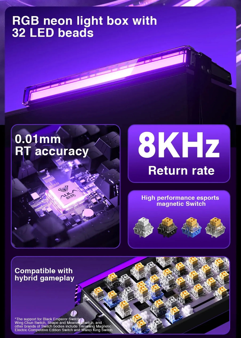 Magnetic Switch Keyboard RGB Gaming Mechanical Keyboard Rapid Trigger 8K Return Wired Esports Custom Keyboard by AULA HERO 68HE
