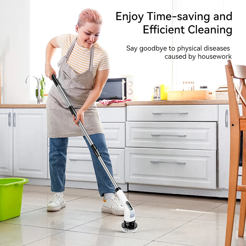 Electric Spin Scrubber Dual Adjustable Speed Cordless Power Washer for Cleaning with Detachble Handle and Shower Head 7 Replace