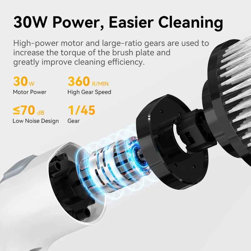Electric Spin Scrubber Dual Adjustable Speed Cordless Power Washer for Cleaning with Detachble Handle and Shower Head 7 Replace