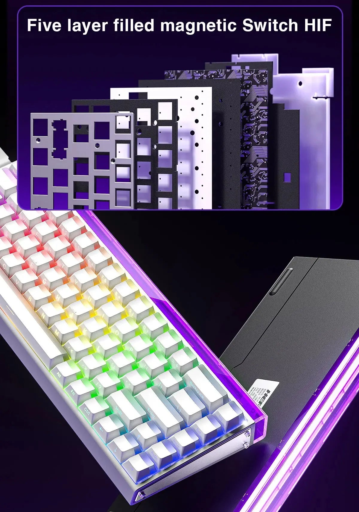 Magnetic Switch Keyboard RGB Gaming Mechanical Keyboard Rapid Trigger 8K Return Wired Esports Custom Keyboard by AULA HERO 68HE