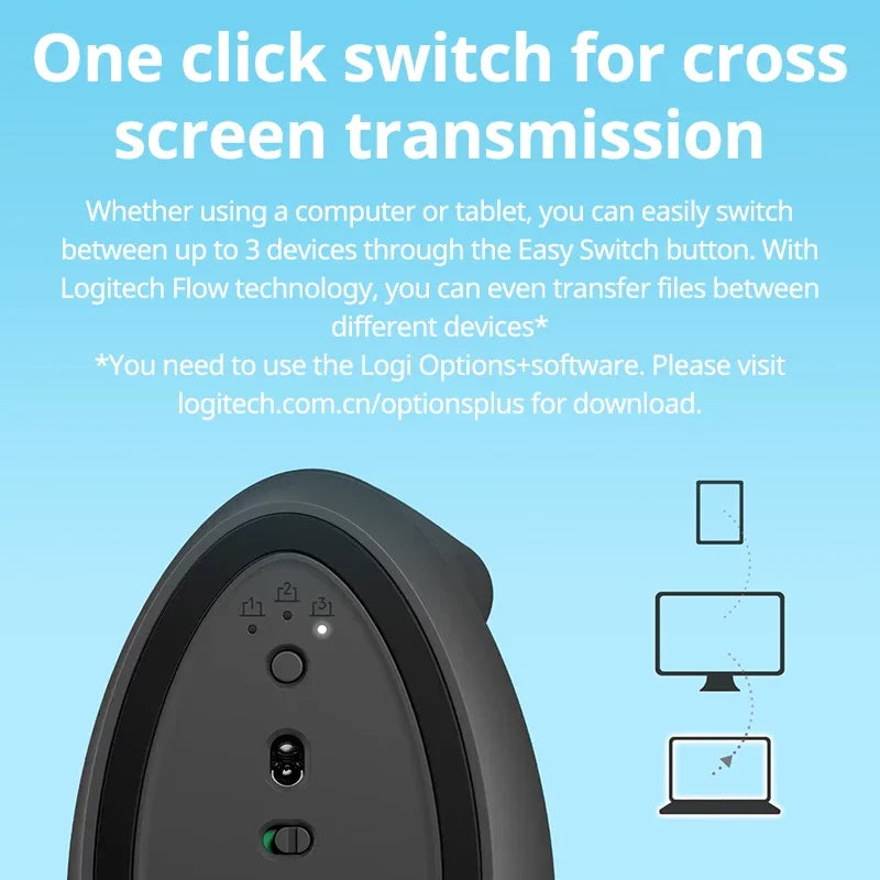 Logitech Lift Vertical Ergonomic Mouse — Silent, Wireless, Bluetooth & USB