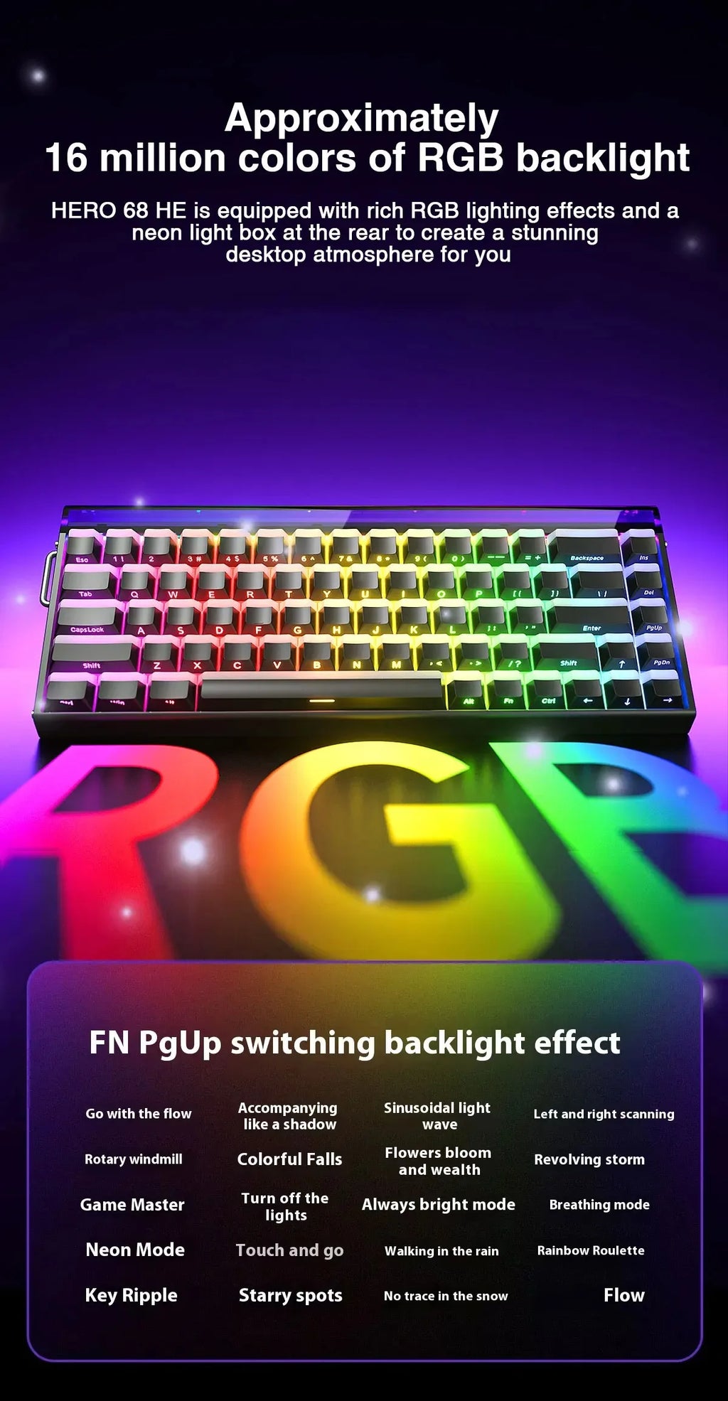 Magnetic Switch Keyboard RGB Gaming Mechanical Keyboard Rapid Trigger 8K Return Wired Esports Custom Keyboard by AULA HERO 68HE