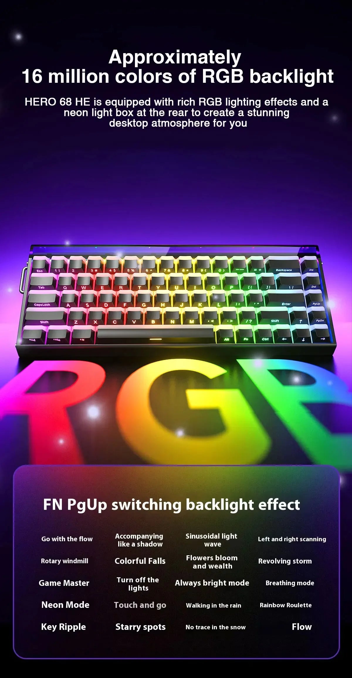 Magnetic Switch Keyboard RGB Gaming Mechanical Keyboard Rapid Trigger 8K Return Wired Esports Custom Keyboard by AULA HERO 68HE
