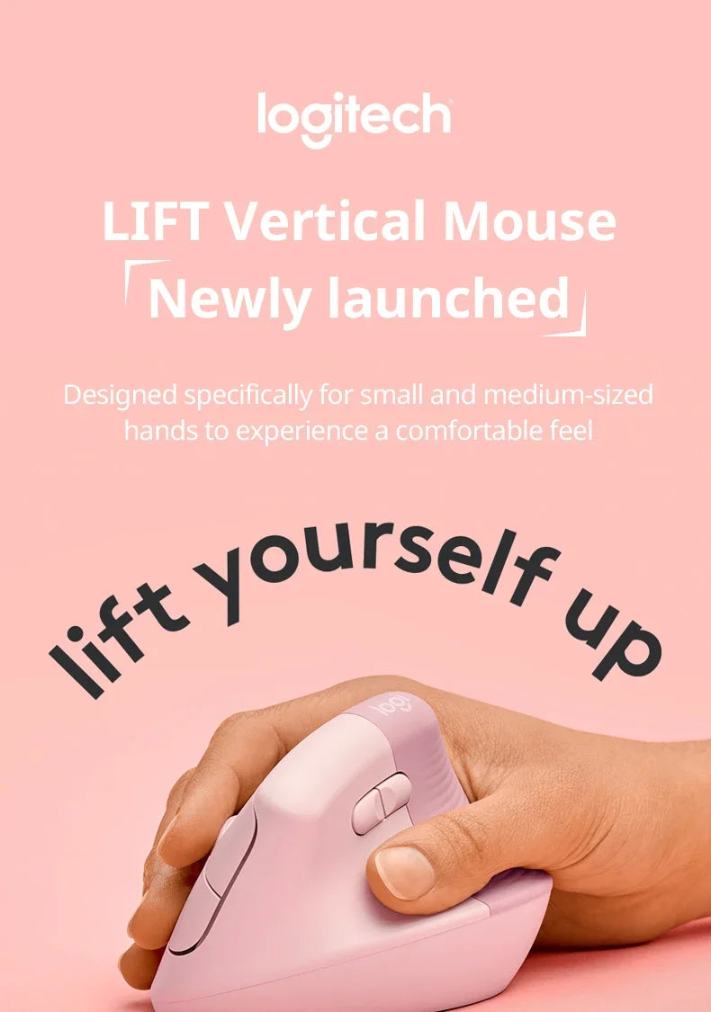 Logitech Lift Vertical Ergonomic Mouse — Silent, Wireless, Bluetooth & USB