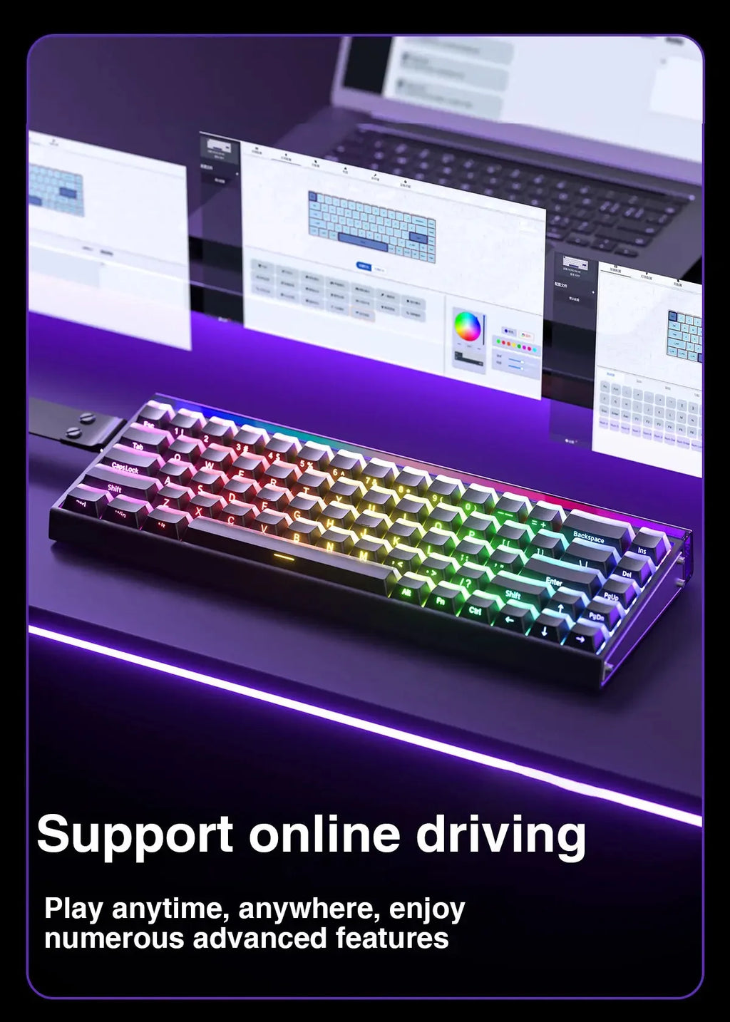 Magnetic Switch Keyboard RGB Gaming Mechanical Keyboard Rapid Trigger 8K Return Wired Esports Custom Keyboard by AULA HERO 68HE